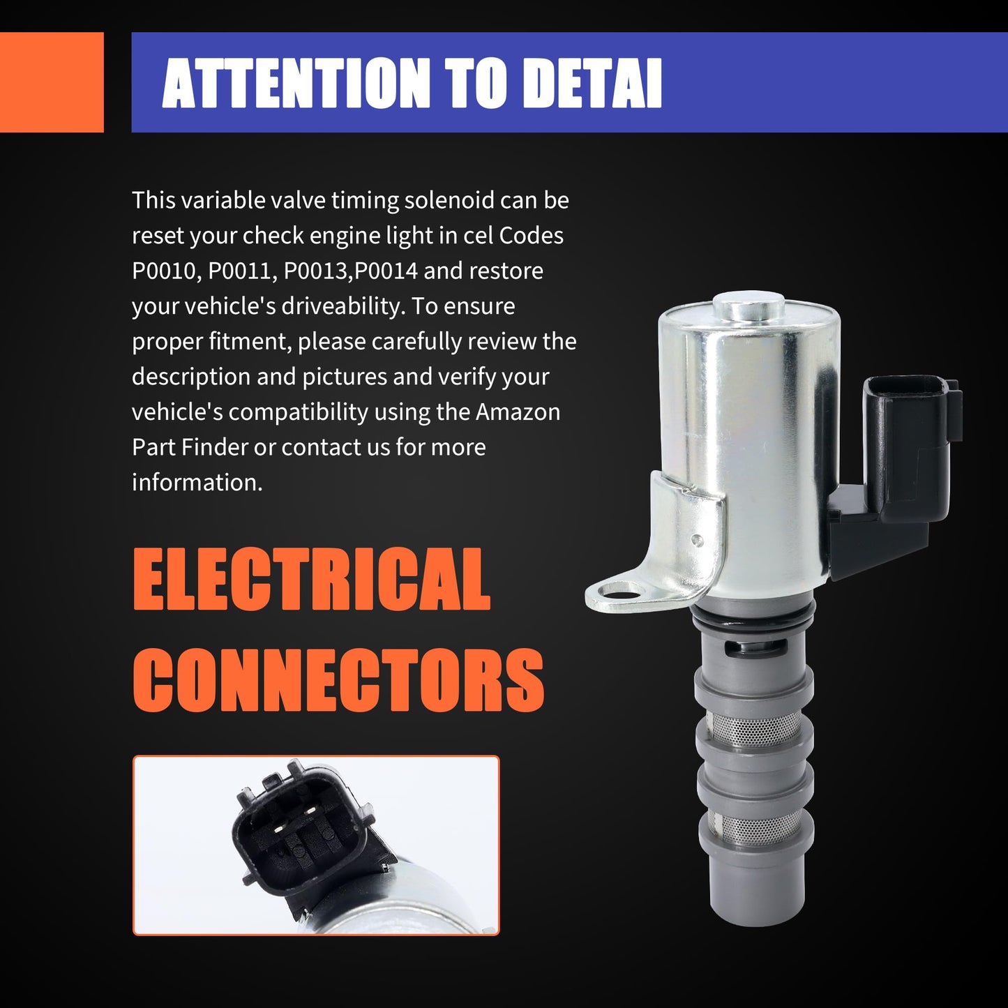 HiSport Engine Variable Valve Timing VVT Solenoid 916-923 Compatible with Infiniti Q50, G25, G35, QX50, Q60, G37, M35, M37, QX70, Q70, Q70L, FX35, FX37, Q40, EX35, EX37 & Nissan 370Z, GT-R, 350Z