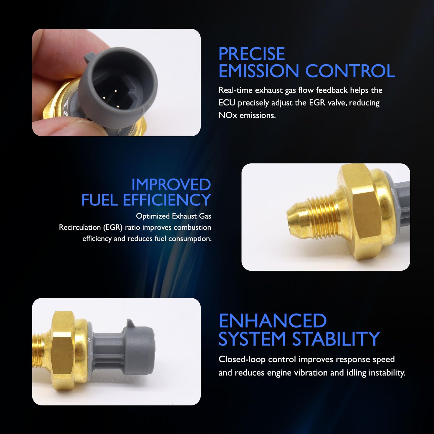 HiSport Exhaust Back Pressure Sensor - Compatible with International CXT Durastar Ford F-250/F-350/F-450/F-550 Super Duty Replaces 1846480C2