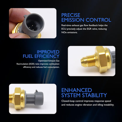 HiSport Exhaust Back Pressure Sensor - Compatible with International CXT Durastar Ford F-250/F-350/F-450/F-550 Super Duty Replaces 1846480C2