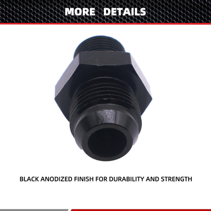 HiSport 8AN to 1/2 NPT Male Hose Fitting Adapter, Universal Aluminum Flare Male 8AN to 1/2'' NPT Union Fuel Oil Line Pipe Connector Black Anodized