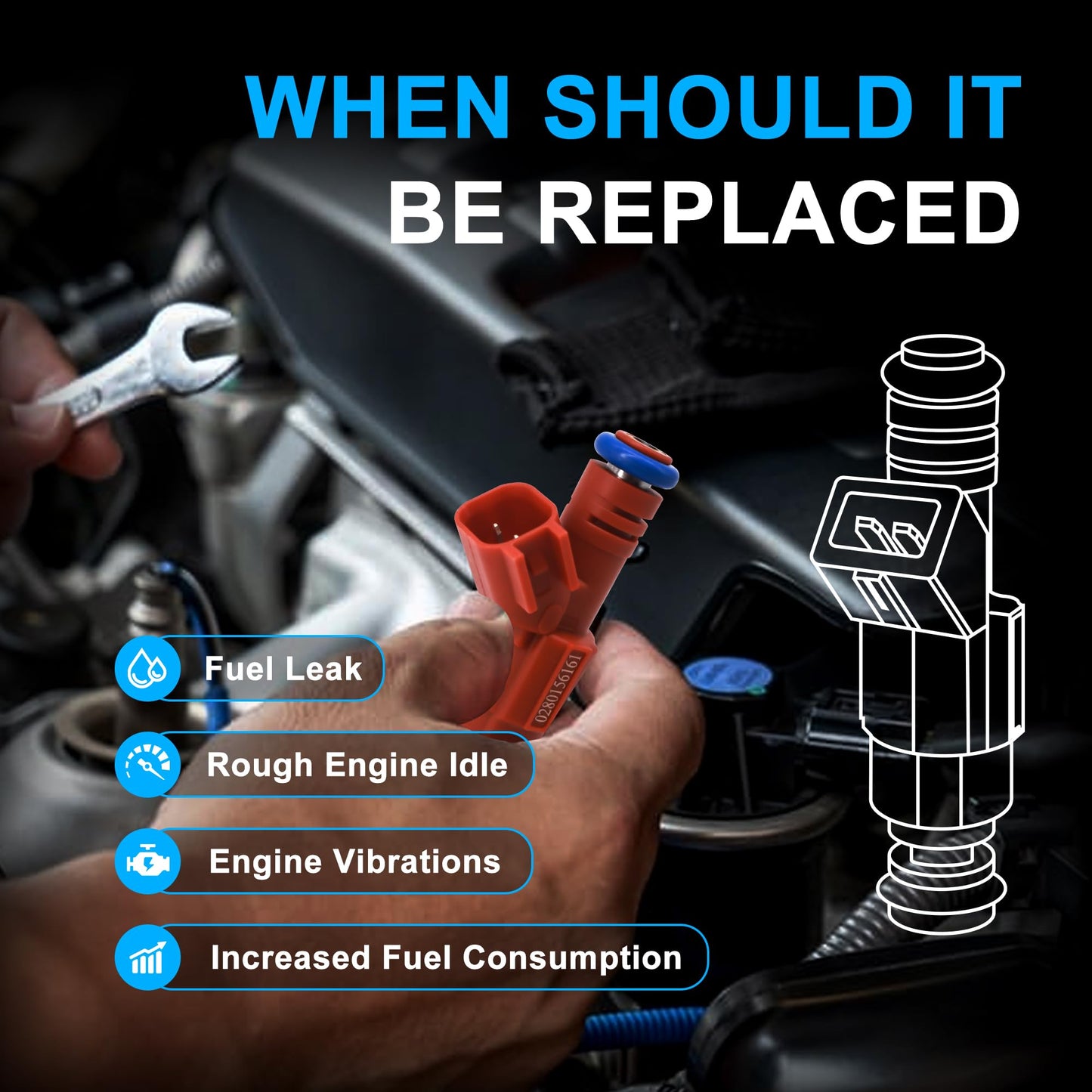 HiSport Fuel Injector 0280156161 6 PCS Compatible with Jeep 4.0L 1999-2004 I6 Upgrade 12 Hole 22LB Injectors