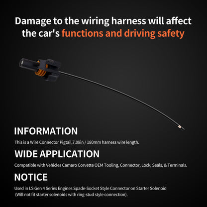 HiSport Billet Wire Connector LS Gen 4 Starter Motor Solenoid LS3 Pigtail WPSTR40 Compatible with Vehicles Camaro Corvette OEM Tooling, Connector, Lock, Seals, Terminals