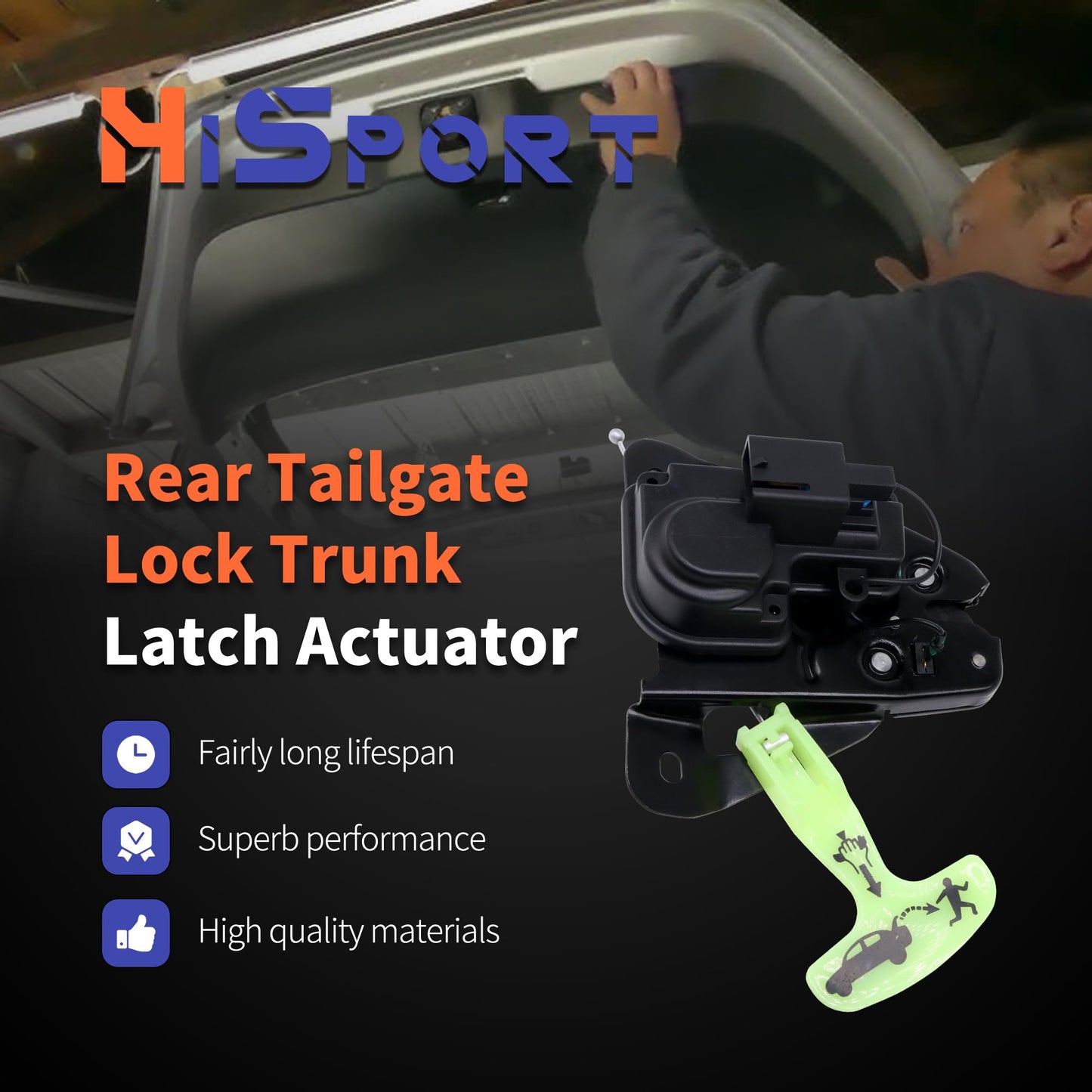 HiSport Rear Tailgate Lock Trunk Latch Actuator Compatible with Dodge Avenger Challenger Charger Dart 2006-2018,Replacement for Chrysler 200 300 2005-2018 Replace 931714, 5056244AA, 5056244AB