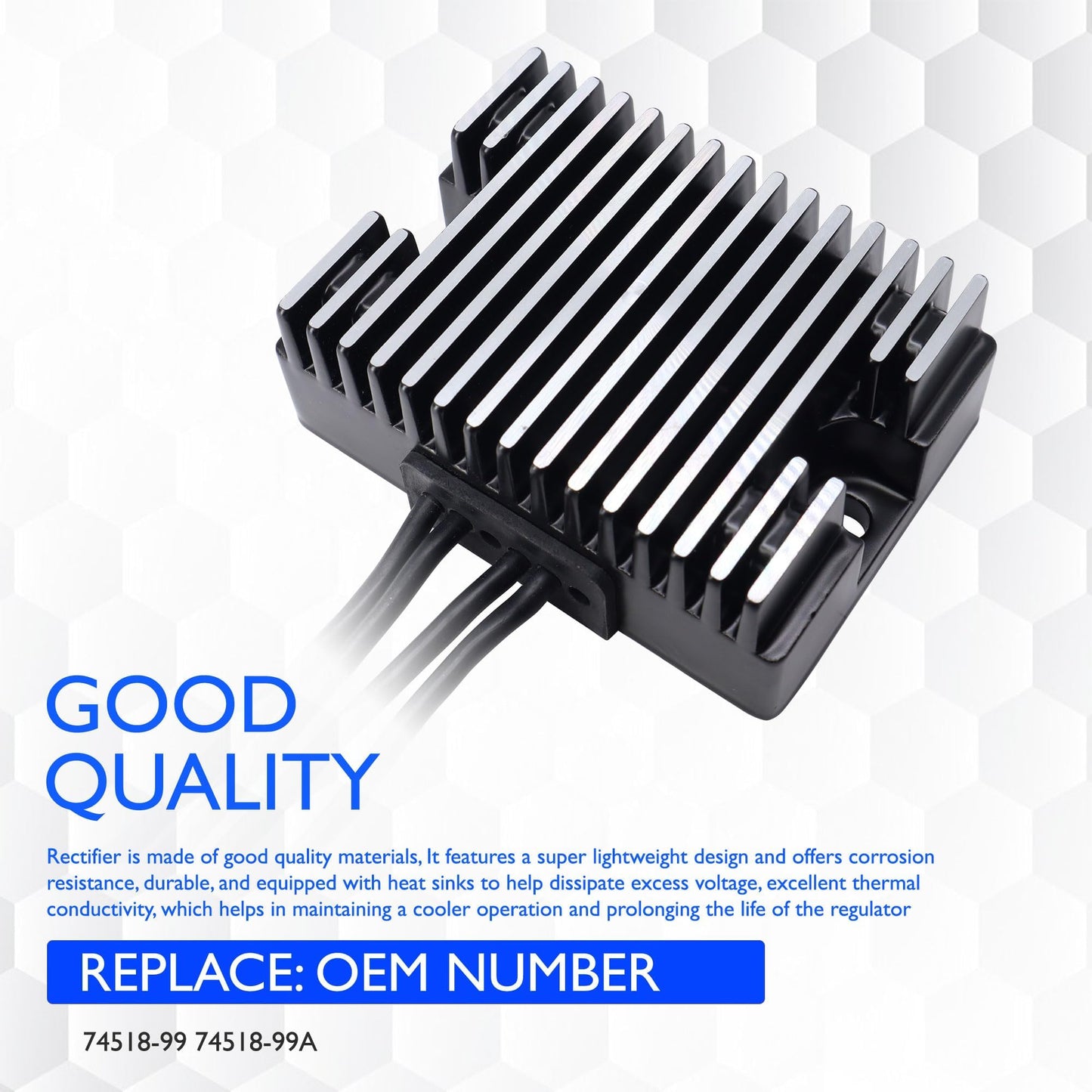 HiSport 74518-99 Voltage Regulator Rectifier - Compatible with Harley Davidson Dyna Glide 1999-2003 Dyna Super Glide 1450 1999-2003 Softail 1450 2000 Heritage Softail 1450 2000 Replaces 74518-99A