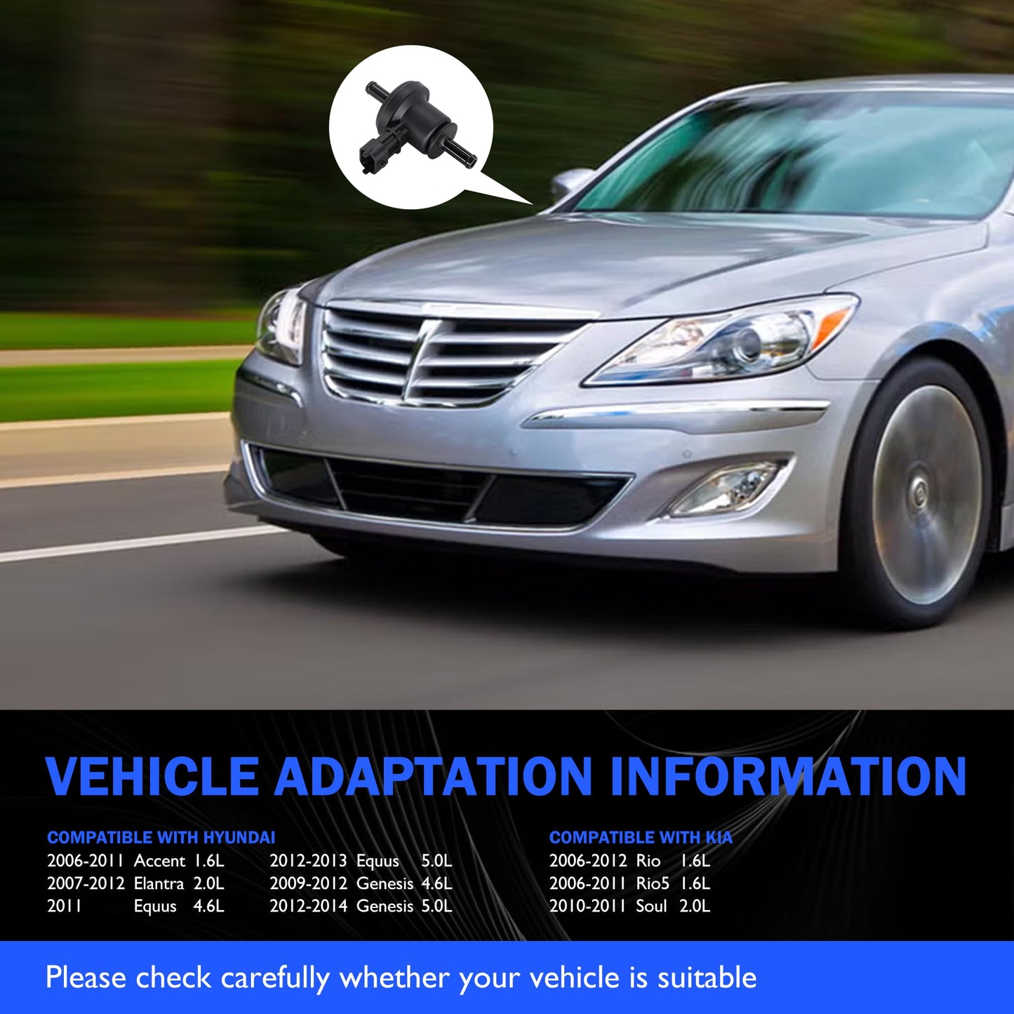 HiSport 28910-26900 Canister Purge Valve - Compatible with Hyundai Accent 2006-2011 Elantra 2007-2012 Equus 2011-2013 Genesis 2009-2014 Compatible with Kia Rio 2006-2012 Rio5 2006-2011 Soul 2010-2011