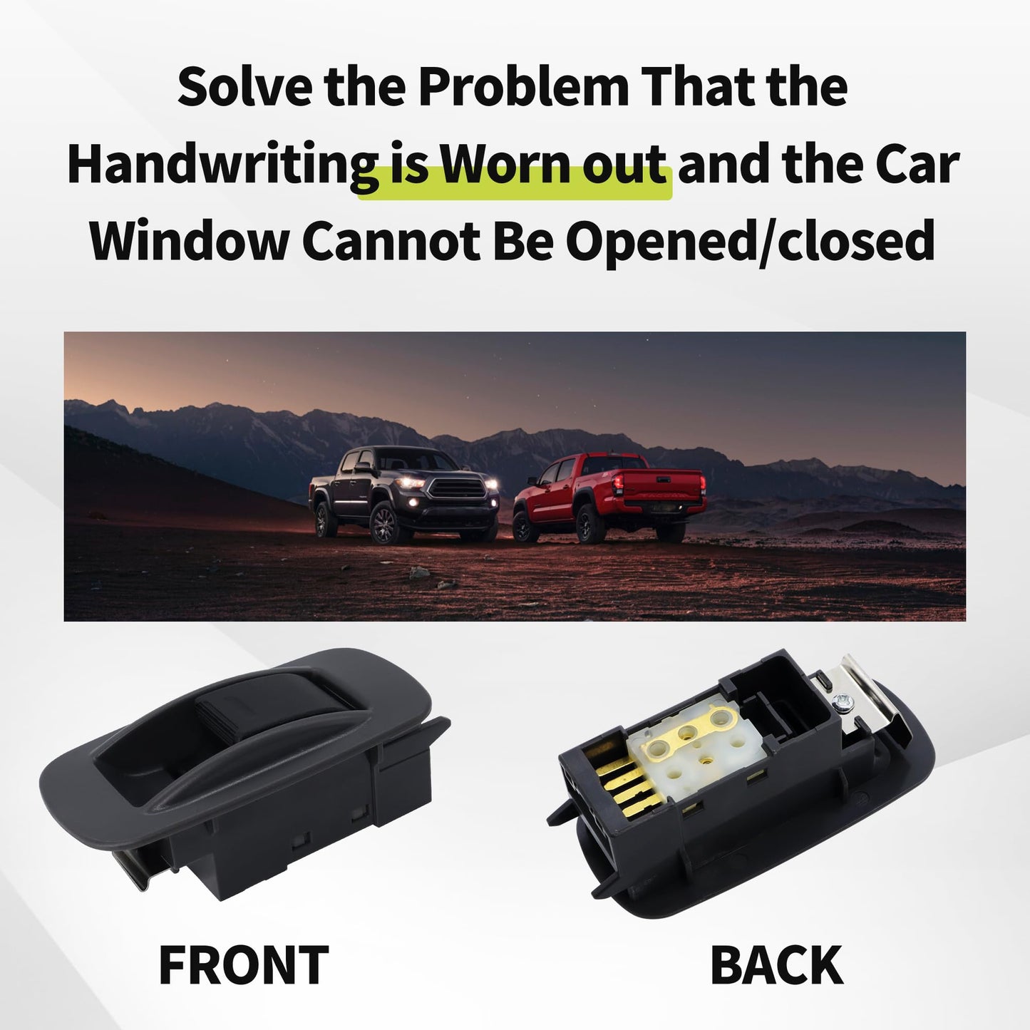 HiSport 84810AA010B2 Rear Window Switch - Compatible with Toyota Tacoma 2005 2006 2007 2008 2009 2010 2011 2012 - Replace 901-354