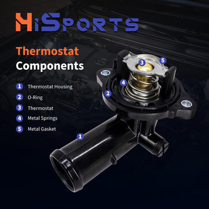 HiSport Thermostat Housing Assembly - Compatible with Dodge Durango 2011-2015 | Compatible with Jeep Wrangler JK 2018 Wrangler 2012-2017 Grand Cherokee 2011-2015 - Replace 902-852