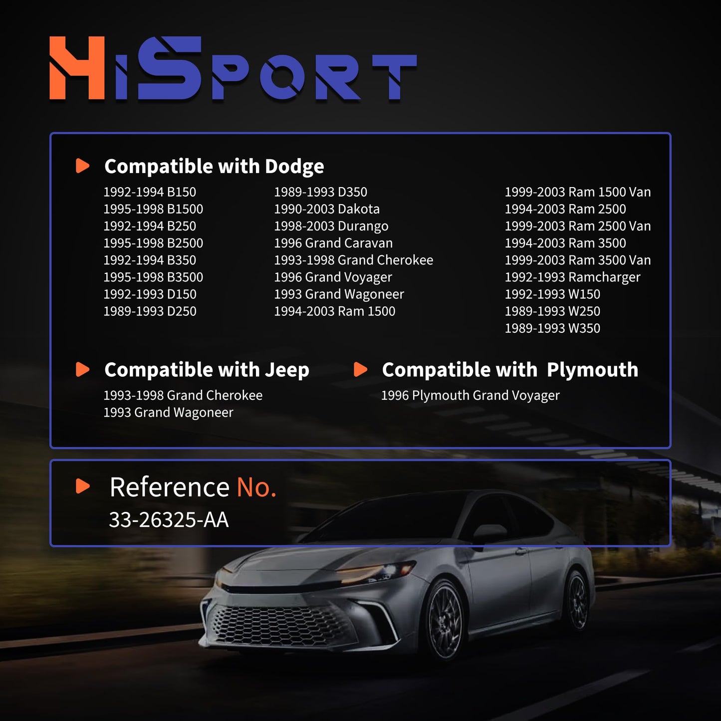 HiSport Engine Coolant Temperature Sensor - Compatible with Dodge Grand Caravan Dakota Ram 1500 2500 3500 Jeep 1996 Plymouth Grand Voyager Replaces 33-26325-AA