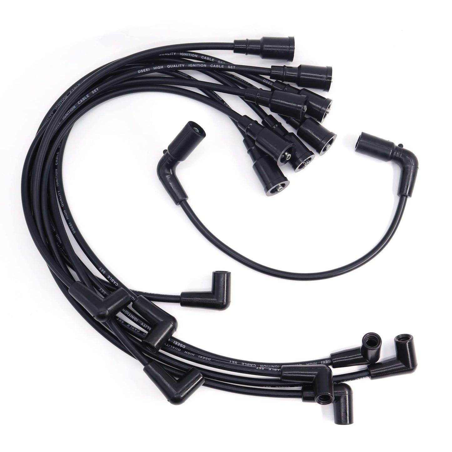 HiSport Spark Plug Wire Set 9718Q 9PCS - Compatible with Chevy GMC C1500 K1500 Silverado Sierra Yukon Tahoe Express Suburban Savana C2500 K3500 Pickup 5.7L 5.0L V8 HI Temp, Replace 88862381 9388D