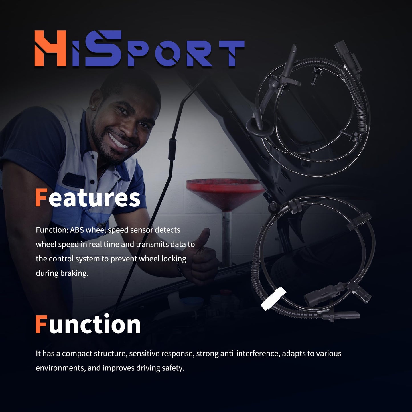 HiSport ABS Wheel Speed Sensor Front Rear left right 4PCS Compatible with Buick Chevrolet Traverse 2009-2017,Enclave 2008-2017,Replacemnt for GMC Acadia 2007-2016,Limited 2017,Saturn Outlook 2007-2010