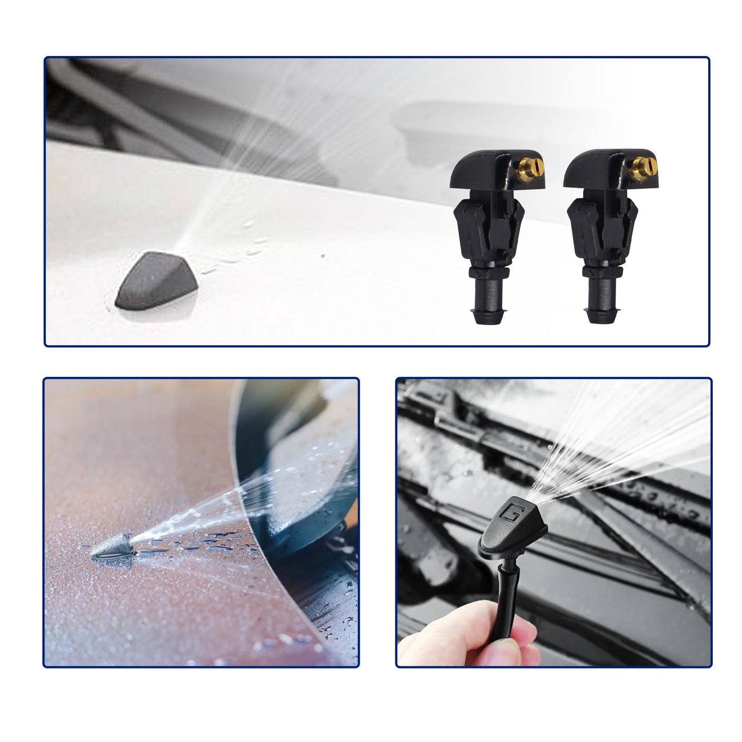 HiSport 3W7Z17603AA Windshield Washer Nozzles Kit - Compatible with Ford Flex E-150 E-250 E-350 Super Duty E-450 Super Duty F-150 Crown Victoria Taurus X Five Hundred Freestyle 2003-2014