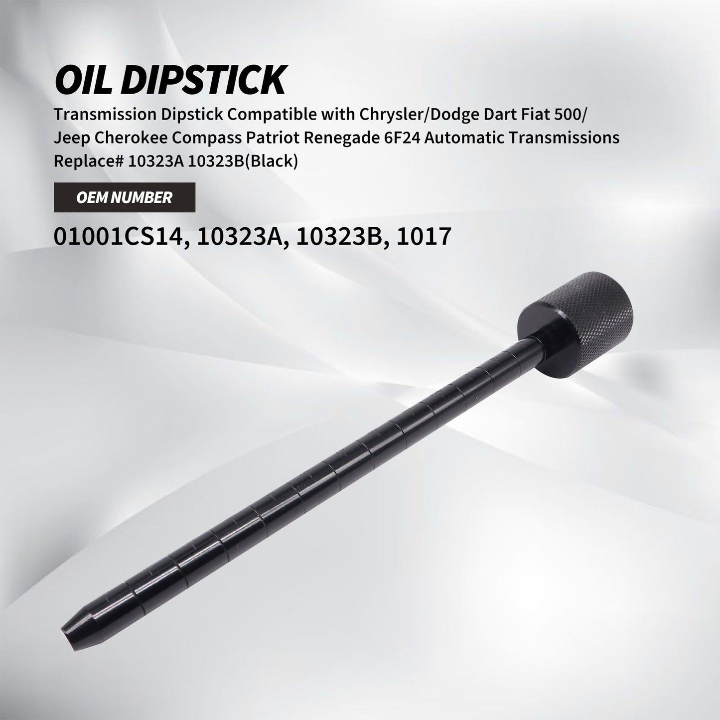 HiSport Transmission Dipstick - Compatible with Chrysler Dodge Dart Fiat 500 Jeep Cherokee Compass Patriot Replaces 10323A 10323B Black