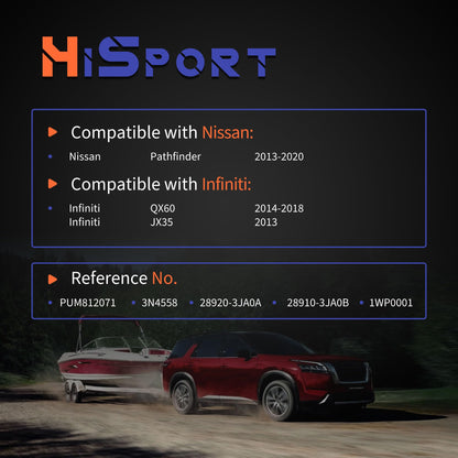 HiSport 28920-3JA0A Windshield Washer Pump - Compatible with Nissan Pathfinder 2013-2020 Compatible with Infiniti QX60 2014-2018 JX35 2013