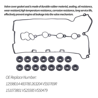 HiSport VS50769R Engine Valve Cover Gasket - Compatible with Chevy Cobalt HHR Malibu 2006-2012 Pontiac G5 G6 Pursuit Solstice 2006-2010 Saturn Aura Ion Sky Vue 2006-2010 - Replace 12598014