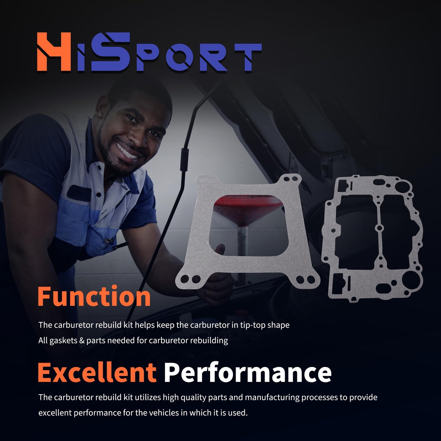 HiSport Carburetor Rebuild Kit with Bowl Cover Gasket Compatible with Edelbrock 1406 1405 1407 1408 1409 1410 1411