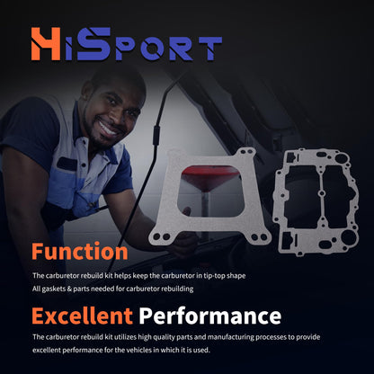 HiSport Carburetor Rebuild Kit with Bowl Cover Gasket Compatible with Edelbrock 1406 1405 1407 1408 1409 1410 1411