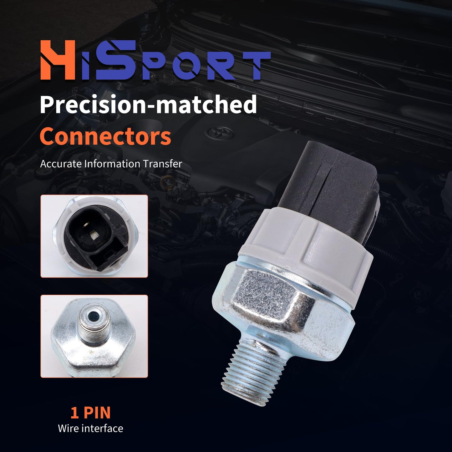 HiSport 83530-60020 Oil Pressure Switch Sensor - Compatible with Chevy Geo Lexus Pontiac Scion Subaru Toyota Prizm CT200h ES300 ES300h ES330 ES350 GS F GS300 GS350 1993-2016 - Replace 37241-RNA-A01