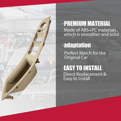 HiSport Beige Window Switch Armrest Door Panel Inner Interior Door Pull Handle Compatible with BMW 5 Series F10 F11 F18 520 523 525 528 530 535 2010 2011 2012 2013 2014 2015 2016#51417225875