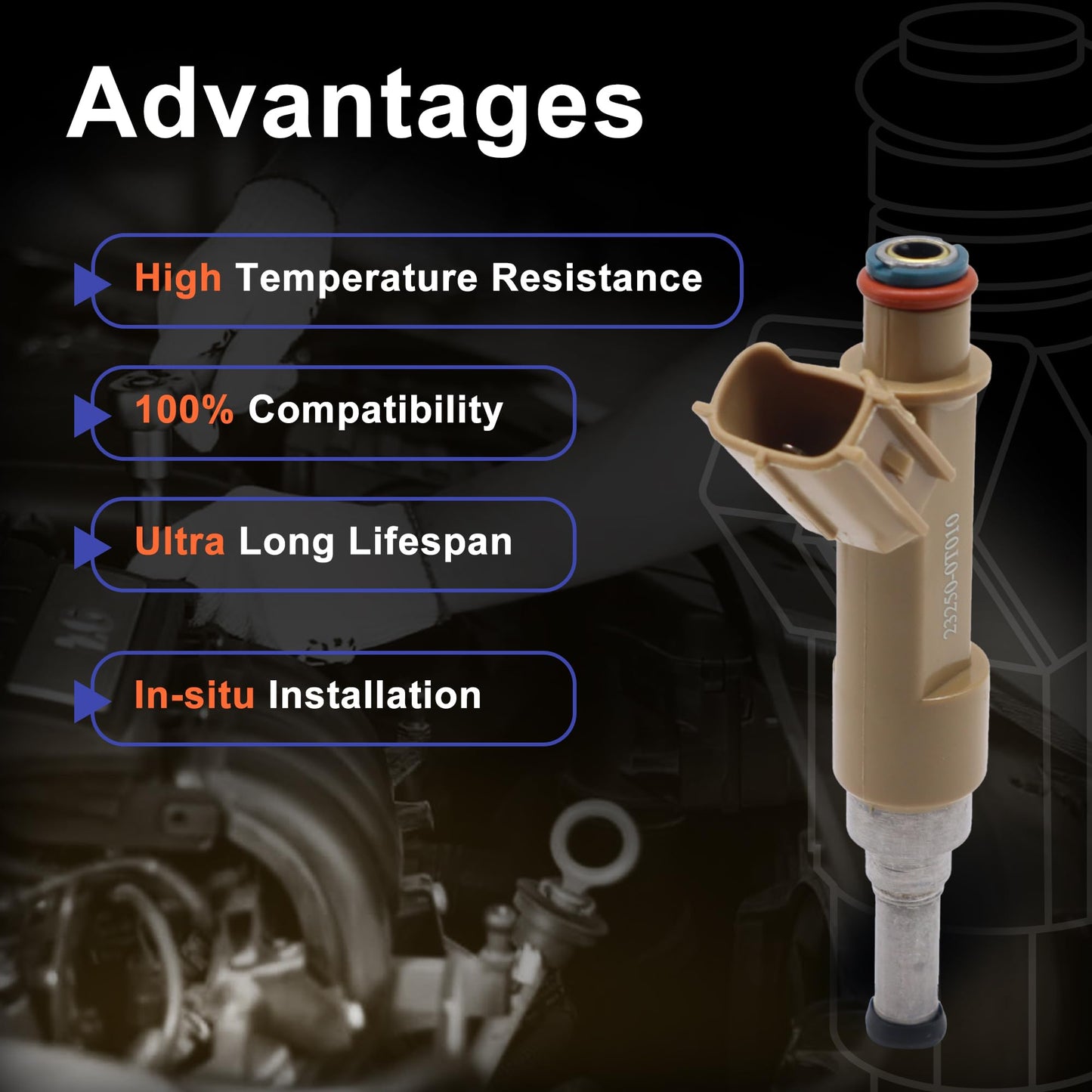 HiSport Fuel Injectors - Compatible with Scion Toyota Replaces FJ1068 23250-0T010 23209-0T010 23209-09140