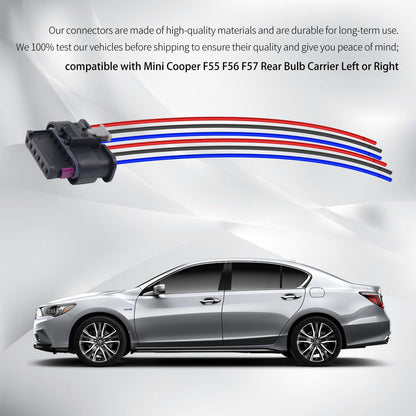 HiSport Tail Light Wire Plug Harness - Compatible with Mini Cooper F55 F56 F57 TailLight Socket 6-Wire - Replace 63217361305