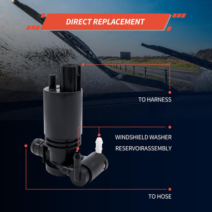 HiSport 8A61-17K624-AA Windshield Washer Pump - Compatible with Ford Explorer Fiesta Edge Flex Compatible with Transit Connect Taurus X Lincoln MKT MKX 2007-2015