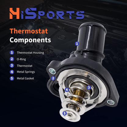 HiSport Engine Coolant Thermostat Housing Assembly - Compatible with Ford Lincoln Mazda Mercury - Replace 902-733