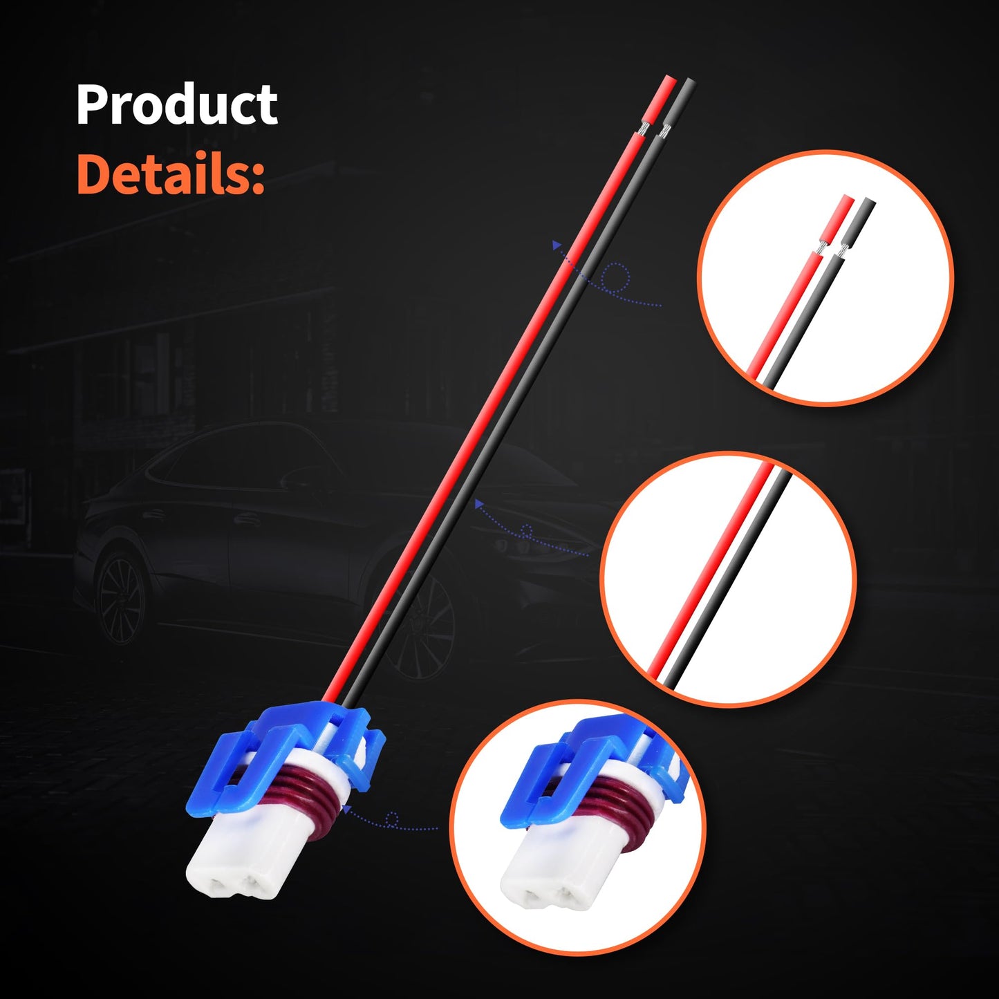 HiSport 2PCS 9005 9006 9012 9145 H10 Female High Temperature Ceramic Socket Adapters Wiring Harness for Headlights Fog Lamps Compatible with Toyota GM Ford Chevy Hyundai Chrysler Kia Honda