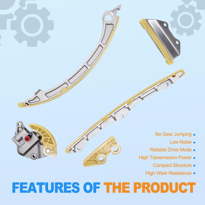 HiSport 2.4L Engine Timing Chain Kit - Compatible with Honda Accord Civic Crosstour CR-V 2008-2015, 14310R5A305 Automotive Timing Chain Set Replacement Parts with VVT Gear & Camshaft Adjuster