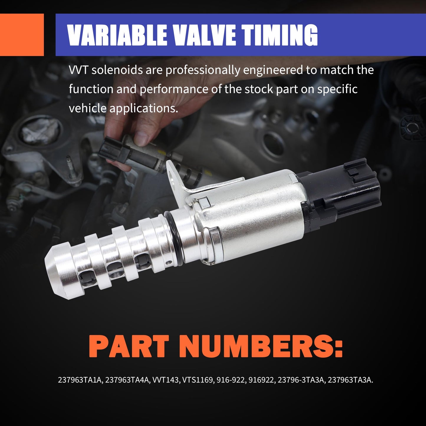 HiSport Engine Variable Valve Timing VVT Solenoid Compatible with Nissan Altima 2013-2018, Rogue 2014-2020, L4 2.5L Replacement for 916-922 237963TA1A 237963TA4A