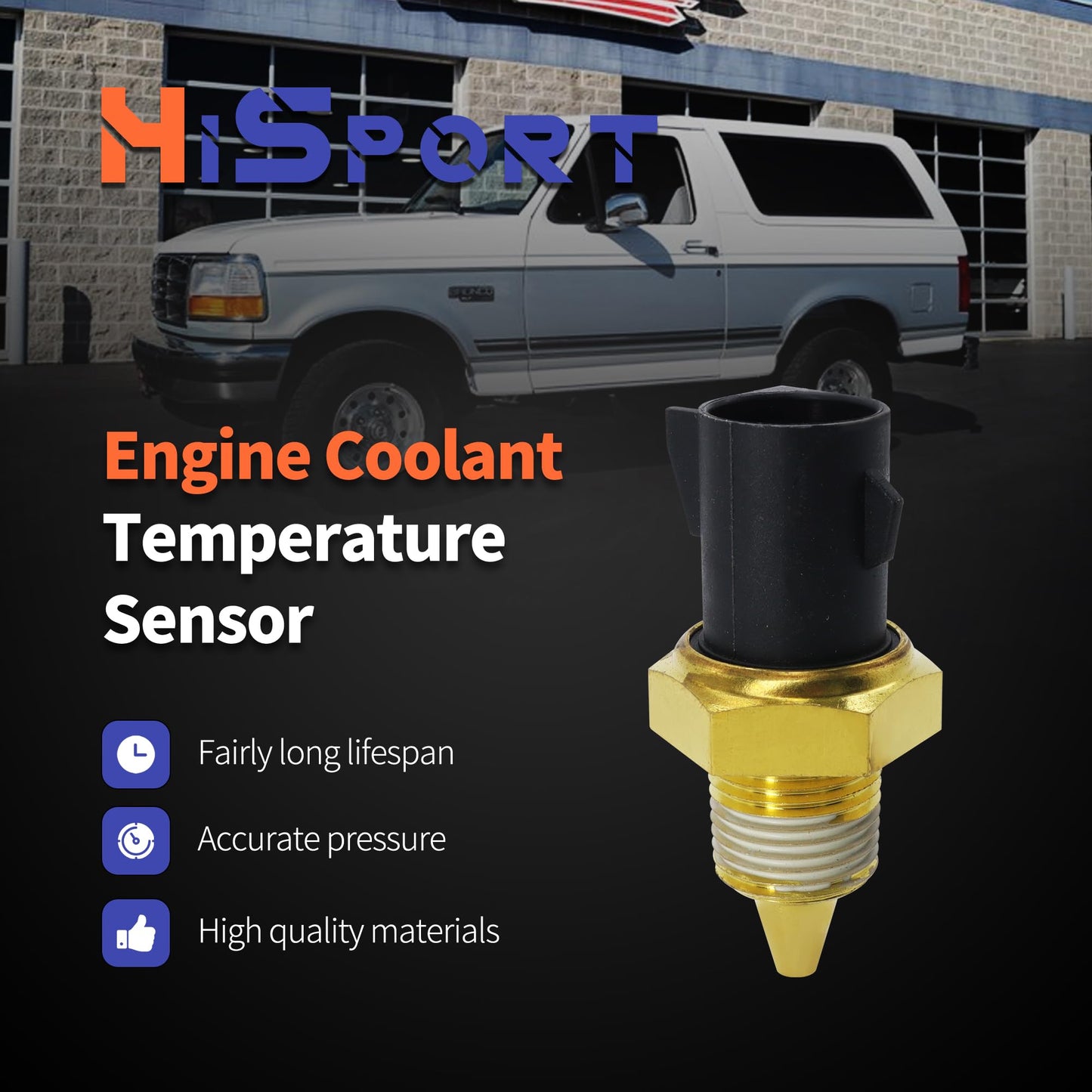 HiSport Engine Coolant Temperature Sensor - Compatible with Ford E-150 E-250 E-350 E-450 E-550 Lincoln Mark VIII Mercury Cougar Tracer Mystique Replaces 250791B020 ZZL018707 9U2Z12A648A