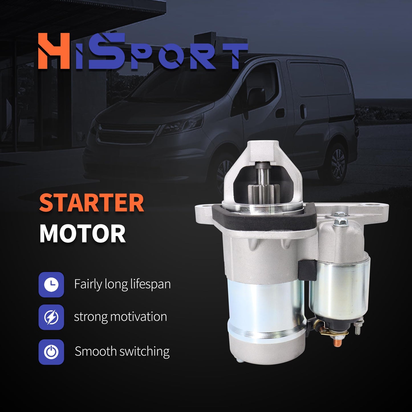 HiSport S114-902A Starter Motor - Compatible with Chevy City Express Compatible with Nissan Cube Juke NV200 Sentra Tiida Versa 1.6L 1.8L 2.0L 2007-2021 12V 1.0KW 10 Teeth Clockwise - Replace 19317693