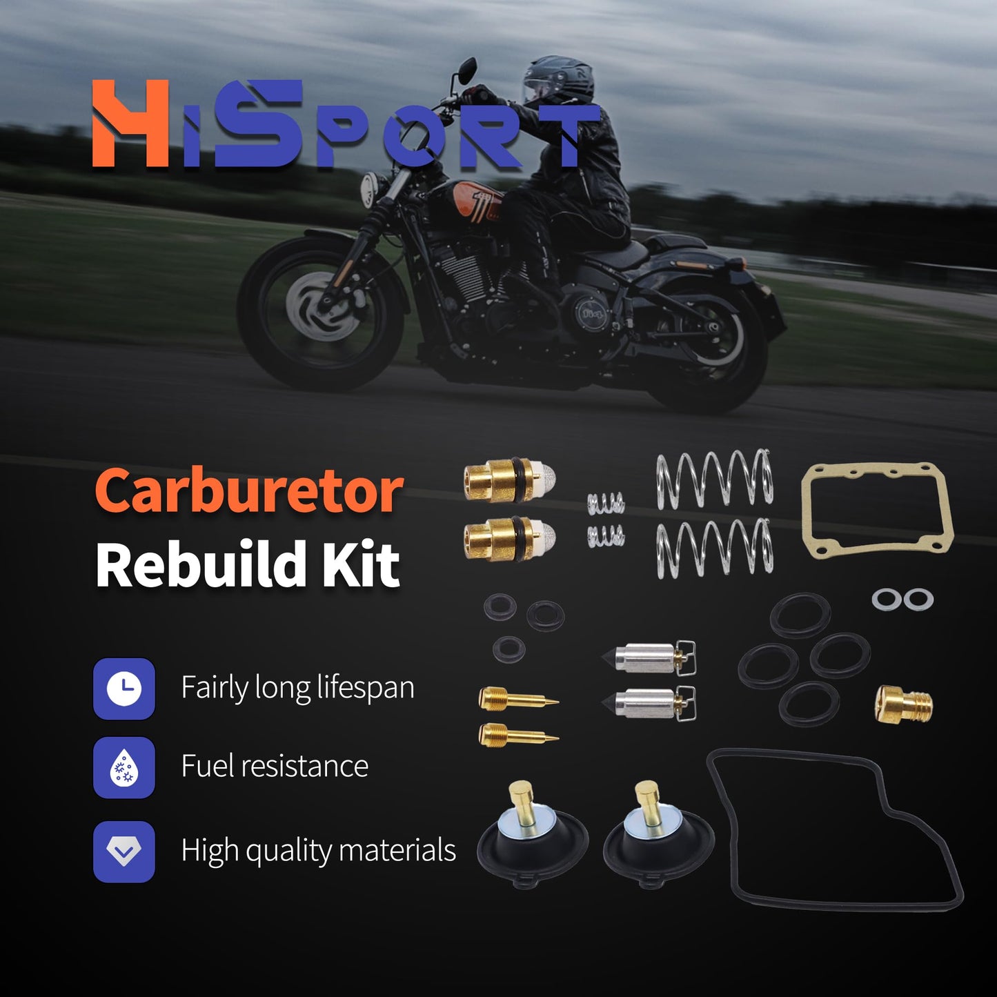 HiSport Carb Carburetor Rebuild Repair kits Compatible with Suzuki Intruder VS1400GLP VS800 VS800GL VZ800 2-Pack