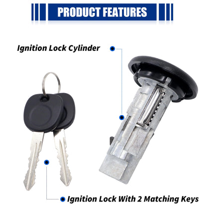 HiSport Ignition Lock Cylinder Switch US-312L W/2 Keys Replacement for Chevy Silverado Avalanche Tahoe Suburban GMC Sierra Buick Hummer Bravada Pontiac 1999-2007