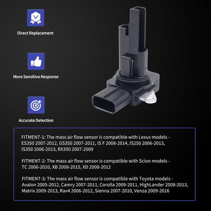 HiSport Mass Air Flow Sensor - Compatible with Lexus Scion Toyota Replaces 22204-0T040 22204-31010 22204-0H010
