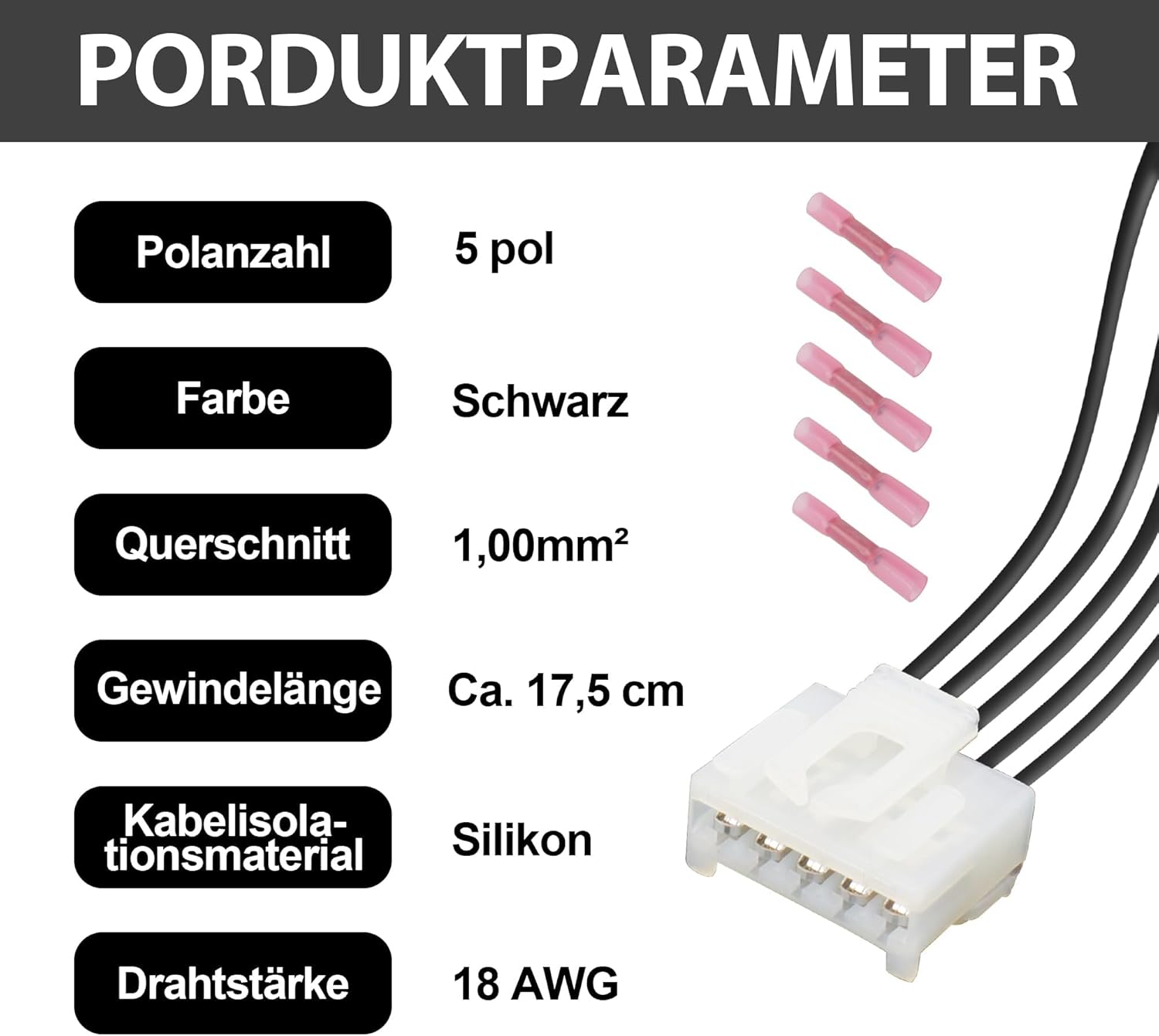 HISports Rücklichtkabelbaumstecker 51277277-Kompatibel mit Fiat Panda Generation Mk3 169,5 Pin Rücklichtkabel-Reparatursatz Ersatz