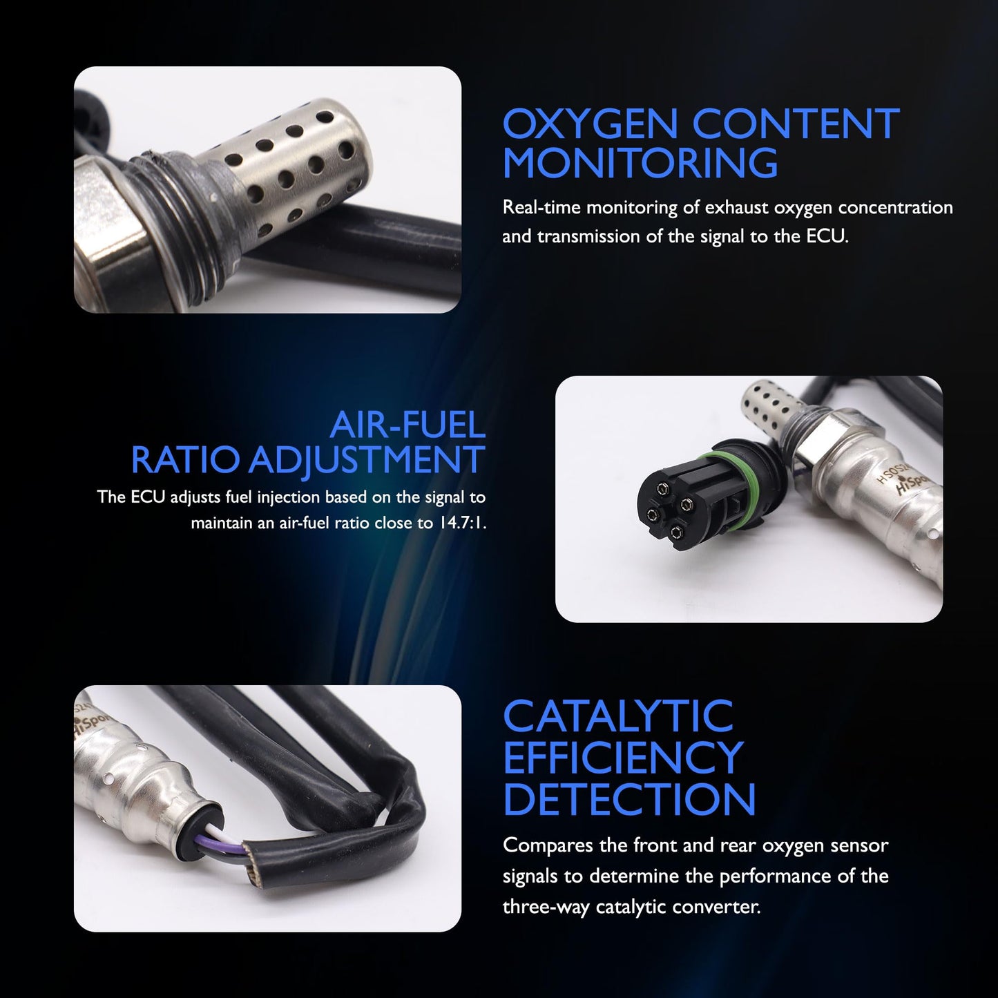 HiSport O2 Oxygen Sensor, Compatible with BMW 1 Series M 125i 128i 130i 135i 323i 325i 328i 330i X3 X5 X6 Z4 Alpina B6 B7L 760Li 750Li 740Li 650i 550i GT 535xi 528xi 335xi 330xi Replaces 250-24713