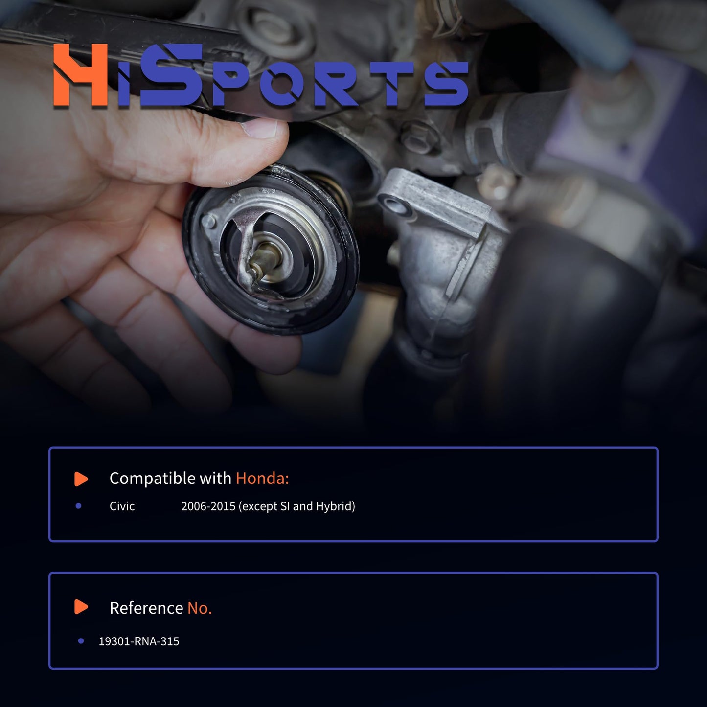 HiSport Thermostat Assembly - Compatible with Honda Civic 2006-2015 - Replace 19301-RNA-315