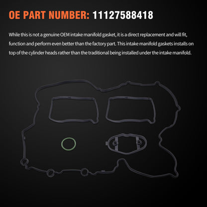 HiSport Cylinder Head Valve Cover Gasket Seal - Compatible with BMW 228i xDrive 320i xDrive 328i GT xDrive 428i xDrive Gran Coupe 528i xDrive X1 X3 X4 Z4 2.0L 2012-2018 - Replace 11127588418