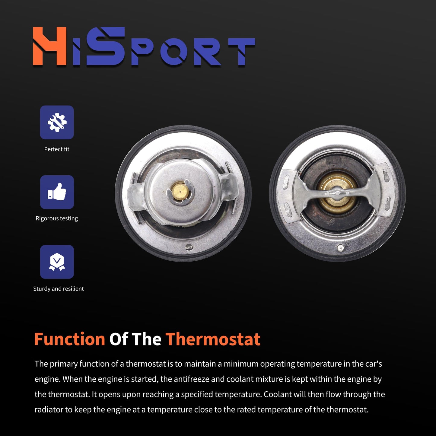 HiSport Thermostat - Compatible with Jeep Commander Grand Cherokee Grand Cherokee L Grand Wagoneer Wagoneer Wrangler 2005-2023 - Replace 52028898AE