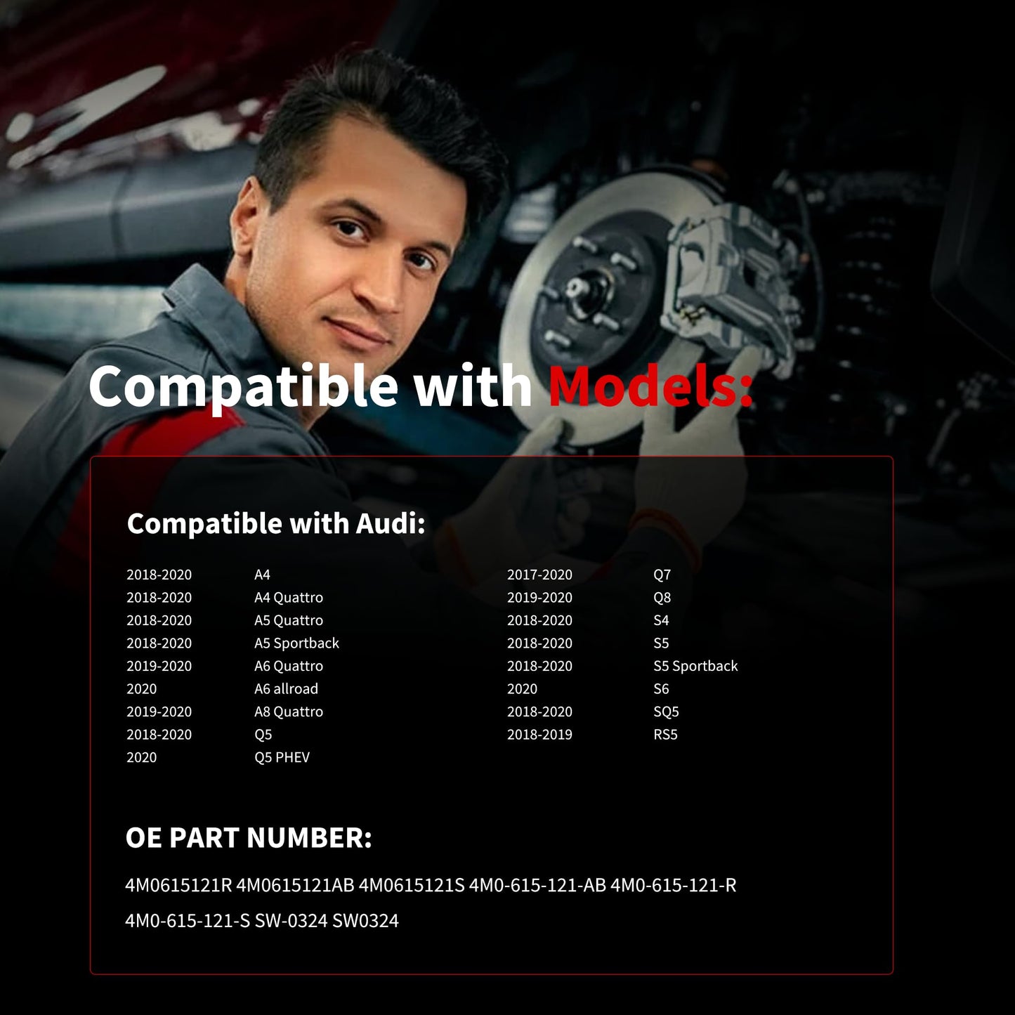 HiSport Front Brake Pad Wear Sensor - Compatible with Audi A4 A5 A6 A8 Quattro Q5 Q7 Q8 S4 S5 S6 - Replace 4M0615121R 4M0615121AB