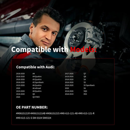 HiSport Front Brake Pad Wear Sensor - Compatible with Audi A4 A5 A6 A8 Quattro Q5 Q7 Q8 S4 S5 S6 - Replace 4M0615121R 4M0615121AB