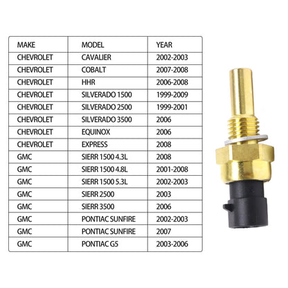 HiSport 12191170 Coolant Temperature Sensor - Compatible with Chevy Cavalier Cobalt Equinox Express Silverado 1500 2500 HD 3500 GMC Sierra Pontiac G5 Saturn - Replace 60811520 12608814