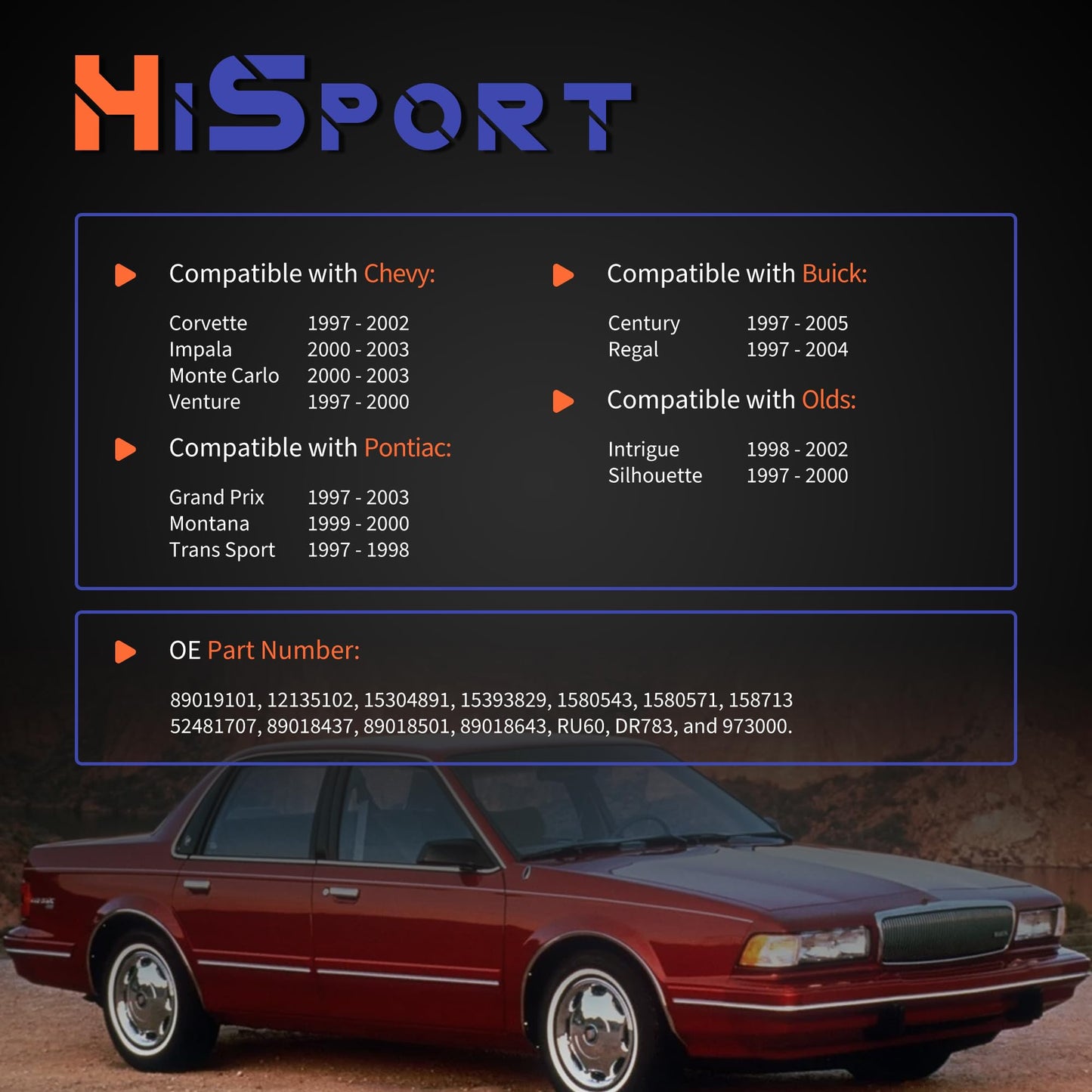 HiSport HVAC Fan Blower Motor Resistor 89019101 973-000 Compatible with Buick Century Rega & Chevy Corvette Impala Monte Venture & Olds Intrigue Silhouette & Pontiac Grand Prix Montana Trans Sport