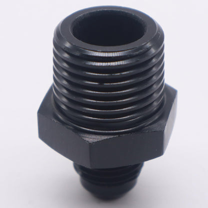 HiSport 6AN to 1/2 NPT Male Hose Fitting Adapter, Universal Aluminum Flare Male 6AN to 1/2'' NPT Union Fuel Oil Line Pipe Connector Black Anodized