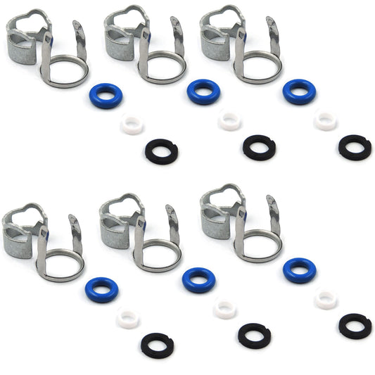 HiSport 06E998907G Fuel Injection Valve Seals Repair O Ring Kit Compatible with VW Audi A4 A5 A6 A8 Q7 Touareg 2.8L 3.2L V6 V8, Replacement for 06E998907, 06E998907E, 06E906036P, 6 Sets