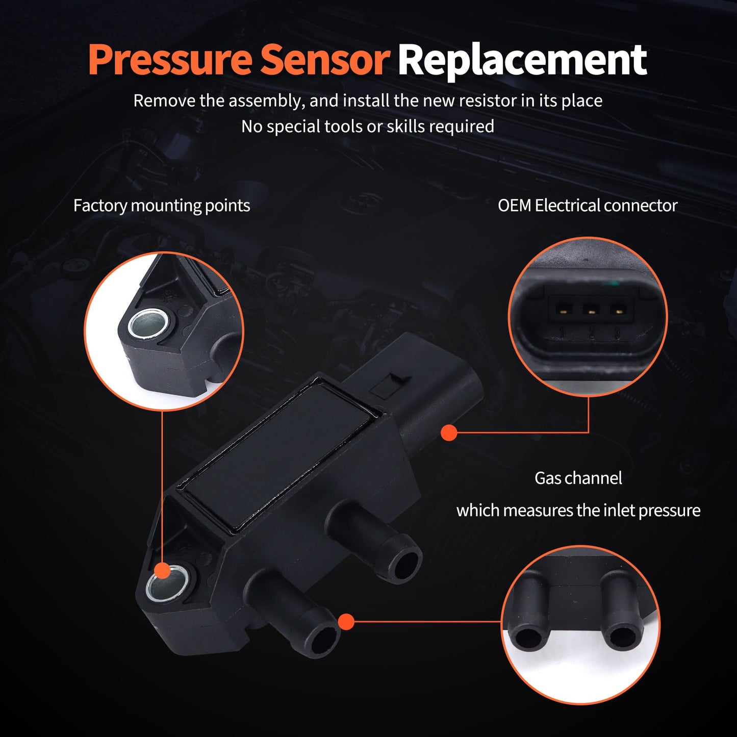 HiSport Difference Intake Air Pressure Sensor - Compatible with Audi A3 A5 A6 A6 Quattro Q3 TT Compatible with Volkswagen Beetle Golf Jetta Passat - Replace 03L906051B