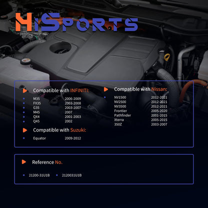 HiSport Thermostat Assembly - Compatible with Infiniti M35 FX35 G35 M45 QX4 Q45 | Nissan NV1500 NV2500 NV3500 Frontier Pathfinder Xterra 350Z | Suzuki Equator - Replace 21200-31U1B