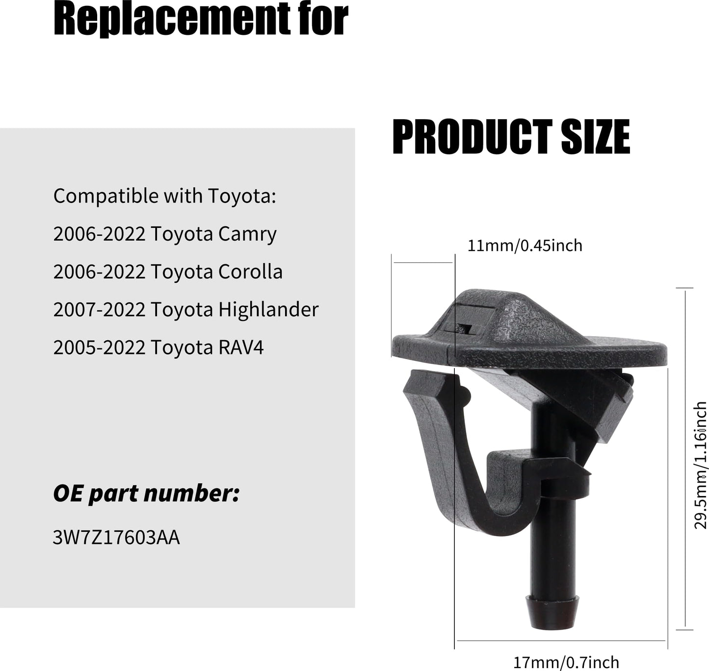 HiSport Windshield Sprinkler Wiper Nozzle - Compatible with 2002-2012 Jeep Wrangler 2002-2006 Jeep TJ - Replace 55156728AB