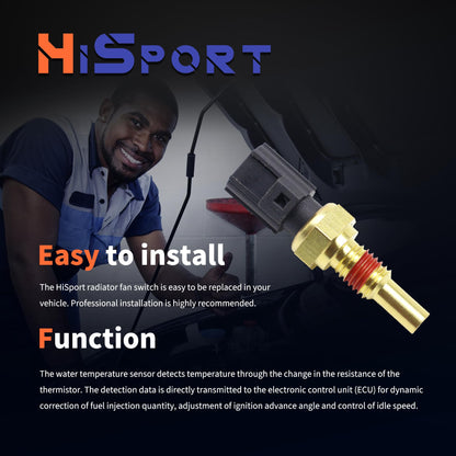 HiSport Engine Cylinder Head Temperature Sensor - Compatible with Ford Excursion Expedition Lincoln Aviator BlackWood Navigator Mercury Marauder Mountainer Replaces 8L3Z6G004A