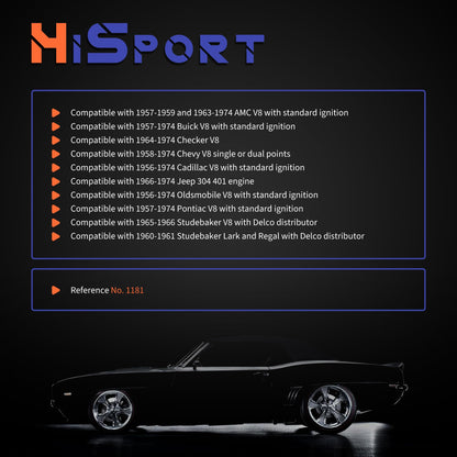 HiSport 1181 Ignitor Electronic Ignition Conversion Kit - Compatible with AMC Buick Checker Chevy Cadillac Jeep Oldsmobile Pontiac Studebaker 1956-1974